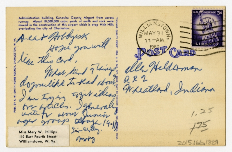 Image: postcard: Kanawha Airport, Douglas DC-4, Douglas DC-3