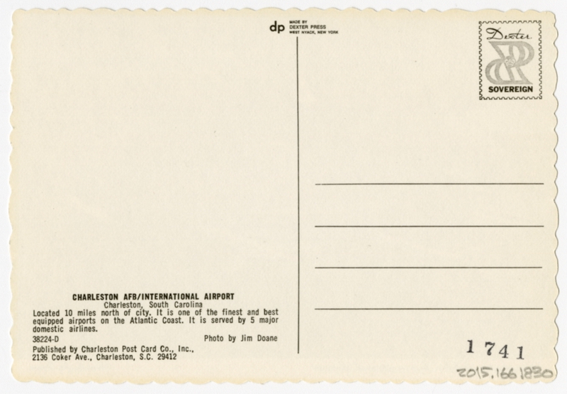 Image: postcard: Charleston AFB / International Airport, Eastern Airlines, Delta Air Lines, Douglas DC-9, Boeing 727