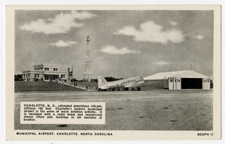 Image: postcard: Charlotte Municipal Airport, Douglas DC-3