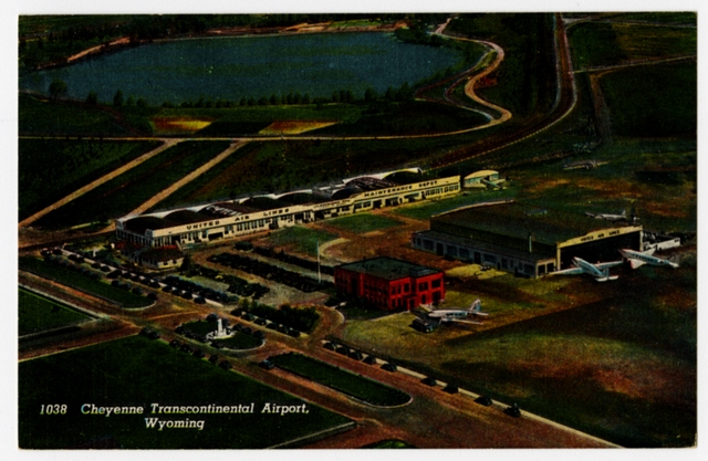 Postcard: Cheyenne Transcontinental Airport, Western Airlines