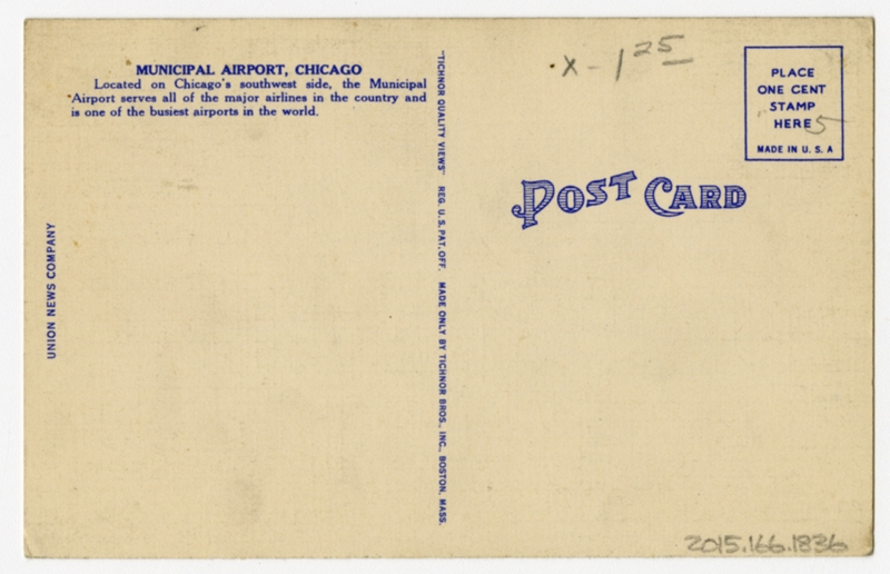 Image: postcard: Chicago Municipal Airport, Douglas DC-3