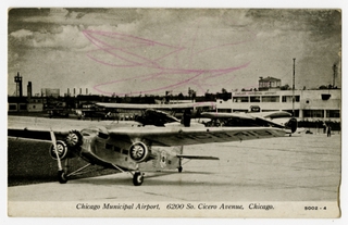 Image: postcard: Ford Tri-Motor, Chicago Municipal Airport