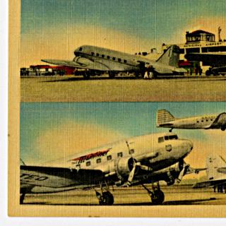 Image #1: postcard: Braniff, United, Douglas DC-3, Chicago Municipal Airport