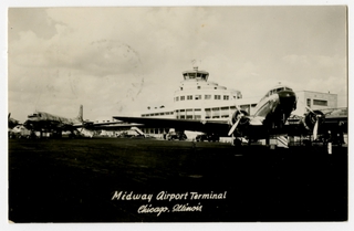 Image: postcard: Chicago Midway Airport, Douglas DC-3