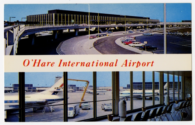 Postcard: United Air Lines, Sud Aviation Caravelle, Chicago O’Hare Airport