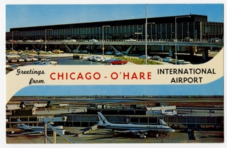 Image: postcard: Chicago O’Hare International Airport, Douglas DC-8, Sud Aviation Caravelle, United Airlines