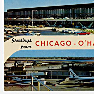 Image #1: postcard: Chicago O’Hare International Airport, Douglas DC-8, Sud Aviation Caravelle, United Airlines