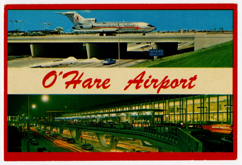 Image: postcard: American Airlines, Boeing 727, Chicago O’Hare Airport