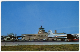 Image: postcard: Greater Cincinnati Airport, Delta Air Lines, Douglas DC-4, Lockheed Constellation