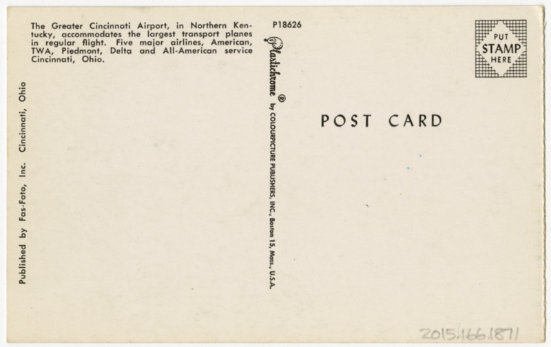 Image: postcard: Greater Cincinnati Airport, TWA (Trans World Airlines), Convair 240