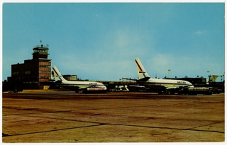 Image: postcard: Cleveland Hopkins Airport, United Airlines, Douglas DC-8