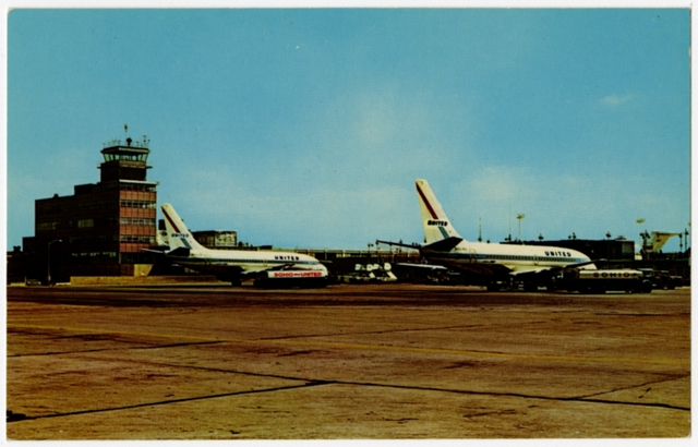 Postcard: Cleveland Hopkins Airport, United Air Lines, Douglas DC-8
