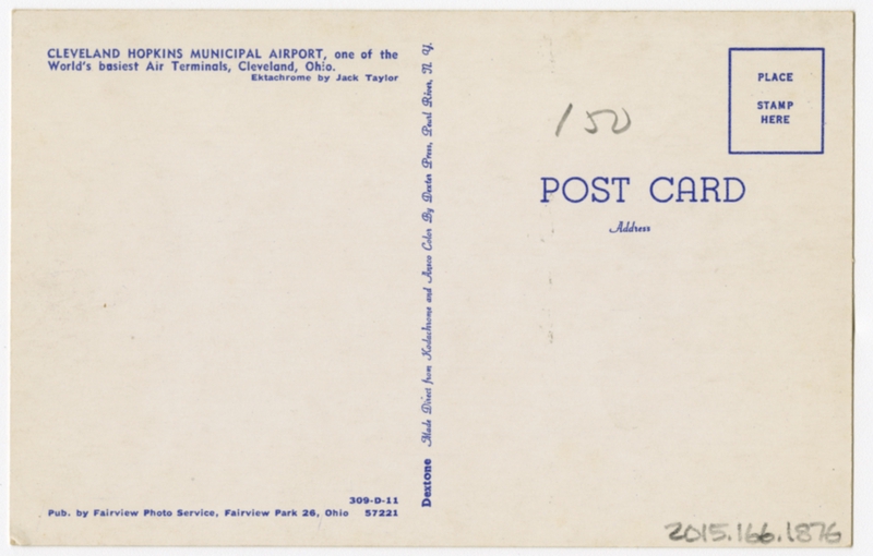 Image: postcard: Capital Airlines, Lockheed Constellation, Cleveland Hopkins Municipal Airport