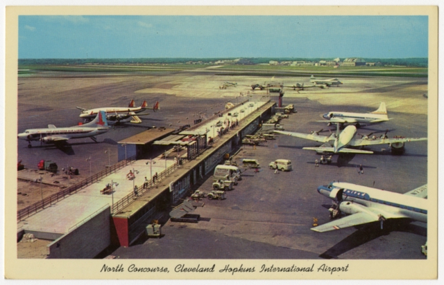 Postcard: Cleveland Hopkins International Airport, Capital Airlines, Eastern Air Lines, United Air Lines, Lockheed Constellation, Convair 340 
