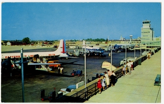 Image: postcard: Cleveland Hopkins Airport, Eastern Air Lines, Douglas DC-7B