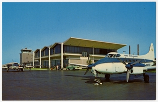 Image: postcard: TAG Airlines, de Havilland, Cleveland Burke Lakefront Airport