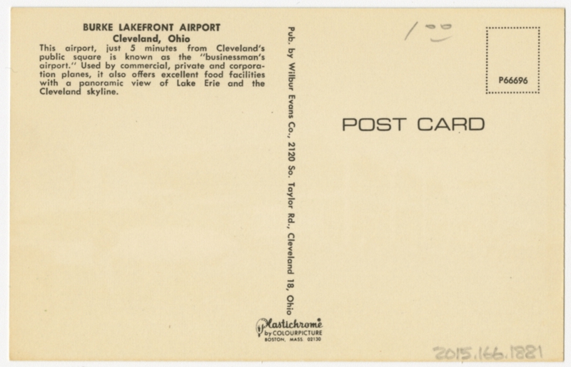 Image: postcard: TAG Airlines, de Havilland, Cleveland Burke Lakefront Airport