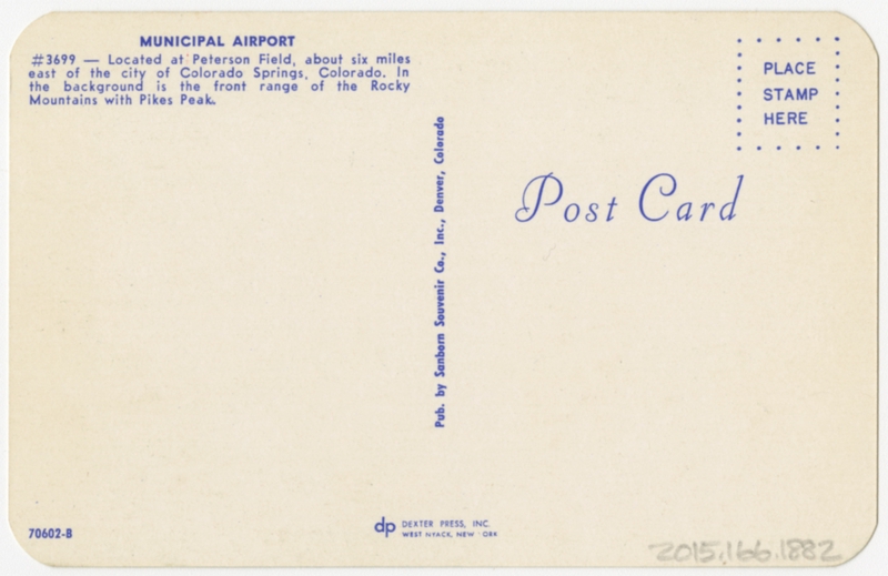 Image: postcard: Continental Airlines, Lockheed Electra, Colorado Springs Municipal Airport