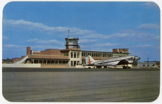 Image: postcard: Eastern Air Lines, Douglas DC-3, Columbus (GA) airport
