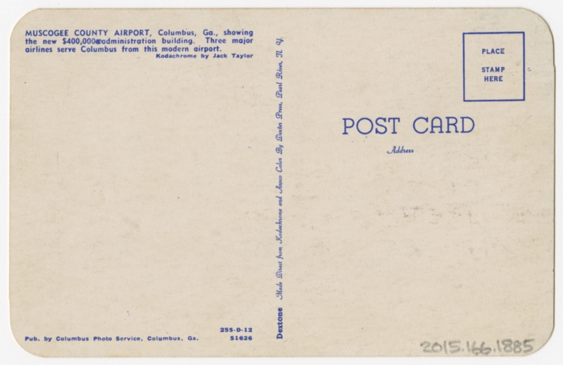 Image: postcard: Eastern Air Lines, Douglas DC-3, Columbus (GA) airport