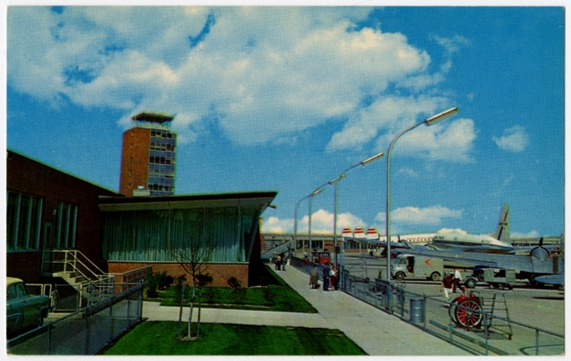 Postcard: Port Columbus Municipal Airport, Lockheed Constellation, United Air Lines