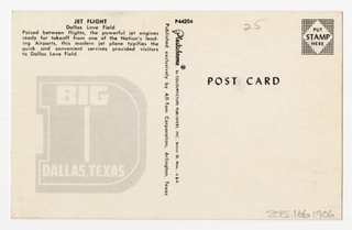 Image: postcard: Dallas Love Field, Boeing 707