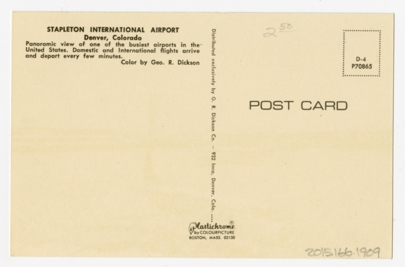 Image: postcard: Continental Airlines, Lockheed Electra, Stapleton International Airport