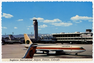 Image: postcard: Continental Airlines, Boeing 720, Stapleton International Airport