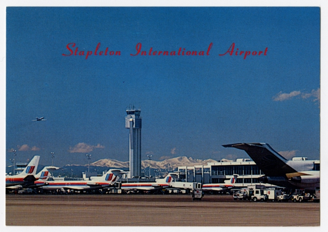 Postcard: United Airlines, Boeing 727, Stapleton International Airport