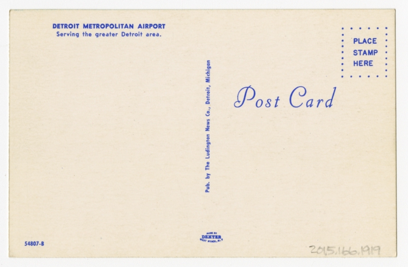 Image: postcard: American Airlines, Boeing 707,  Detroit Metropolitan Airport