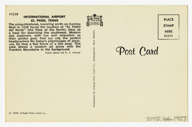 Image: postcard: El Paso International Airport, Boeing 707, American Airlines