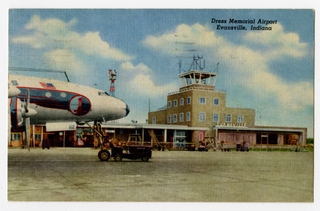 Image: postcard: Eastern Air Lines, Lockheed Constellation, Evansville Airport