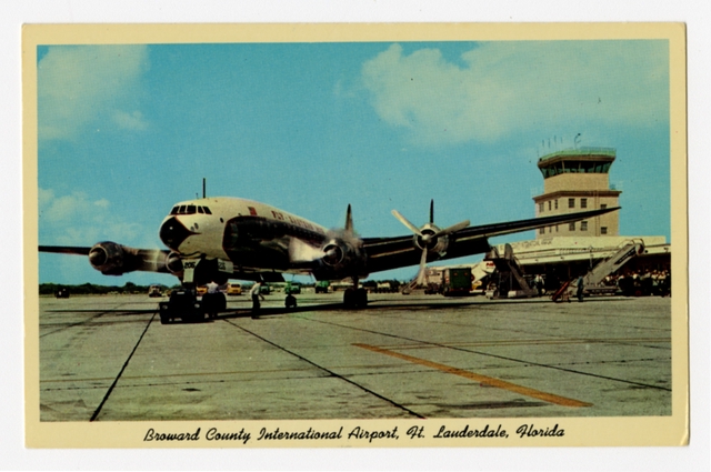 Postcard: Eastern Air lines, Lockheed Constellation, Fort Lauderdale Airport