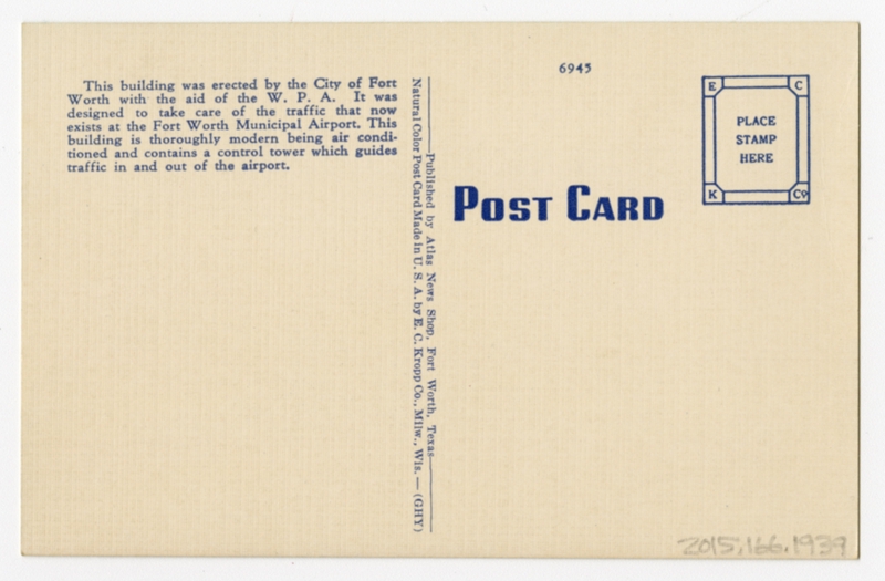 Image: postcard: Fort Worth Municipal Airport