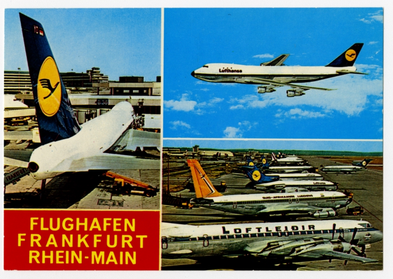Image: postcard: Frankfurt am Main Airport, Boeing 747, Lufthansa