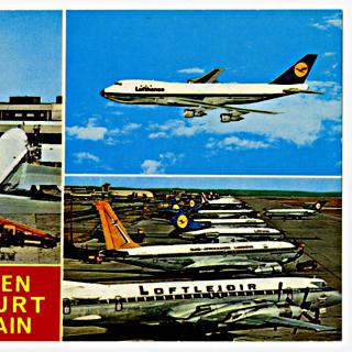 Image #1: postcard: Frankfurt am Main Airport, Boeing 747, Lufthansa