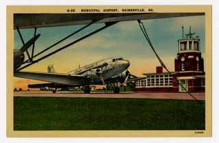 Image: postcard: Strato Freight, Douglas DC-3, Gainesville (GA) Municipal Airport