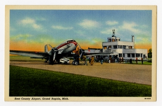 Image: postcard: Kent County Airport, Douglas DC-3