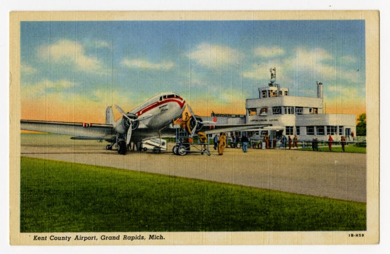 Image: postcard: Kent County Airport, Douglas DC-3