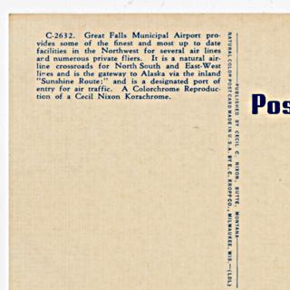 Image #2: postcard: United Airlines, Douglas DC-3, Great Falls Municipal Airport