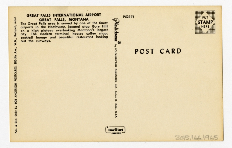 Image: postcard: Northwest Airlines, Lockheed Electra, Great Falls International Airport