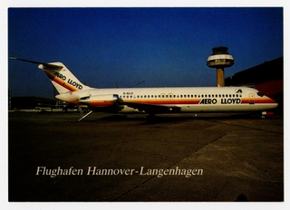Image: postcard: Aero Lloyd, Douglas DC-9, Hannover-Langenhagen Airport