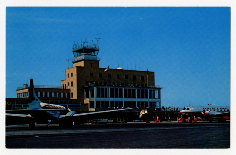 Image: postcard: Bradley Field, Convair 240, American Airlines