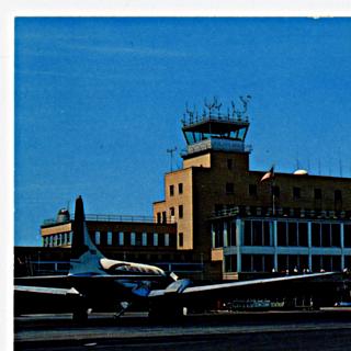 Image #1: postcard: Bradley Field, Convair 240, American Airlines