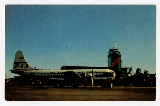 Postcard: Pan American World Airways, Boeing 377, Honolulu International Airport