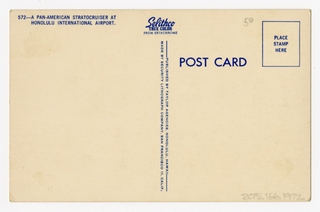 Image: postcard: Pan American World Airways, Boeing 377, Honolulu International Airport