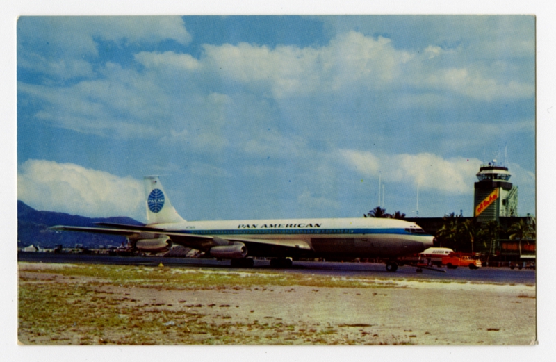 Image: postcard: Pan American World Airways, Boeing 707, Honolulu International Airport