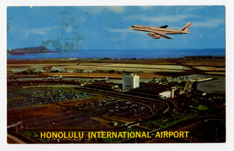 Image: postcard: United Airlines, Douglas DC-8, Honolulu International Airport