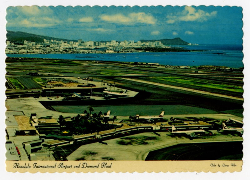 Image: postcard: Honolulu International Airport, Diamond Head