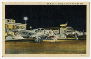 Image: postcard: Mid-Continent Airlines, Douglas DC-3, Huron Airport
